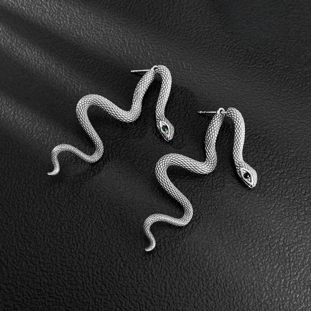 Niche Design Diamond-Studded Multicolor Snake Earrings with Detachable Styles