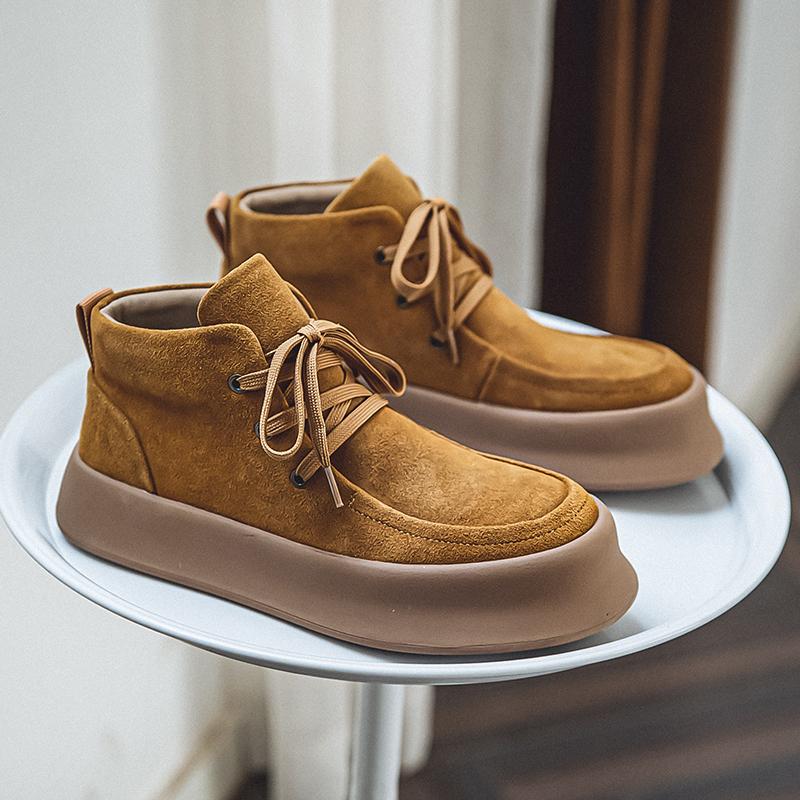 Soft Suede Leather Mens Basic Boots Luxury Brand Ankle Boots Vintage Basic Man Leisure Walk Footwear High Quality Business Shoes