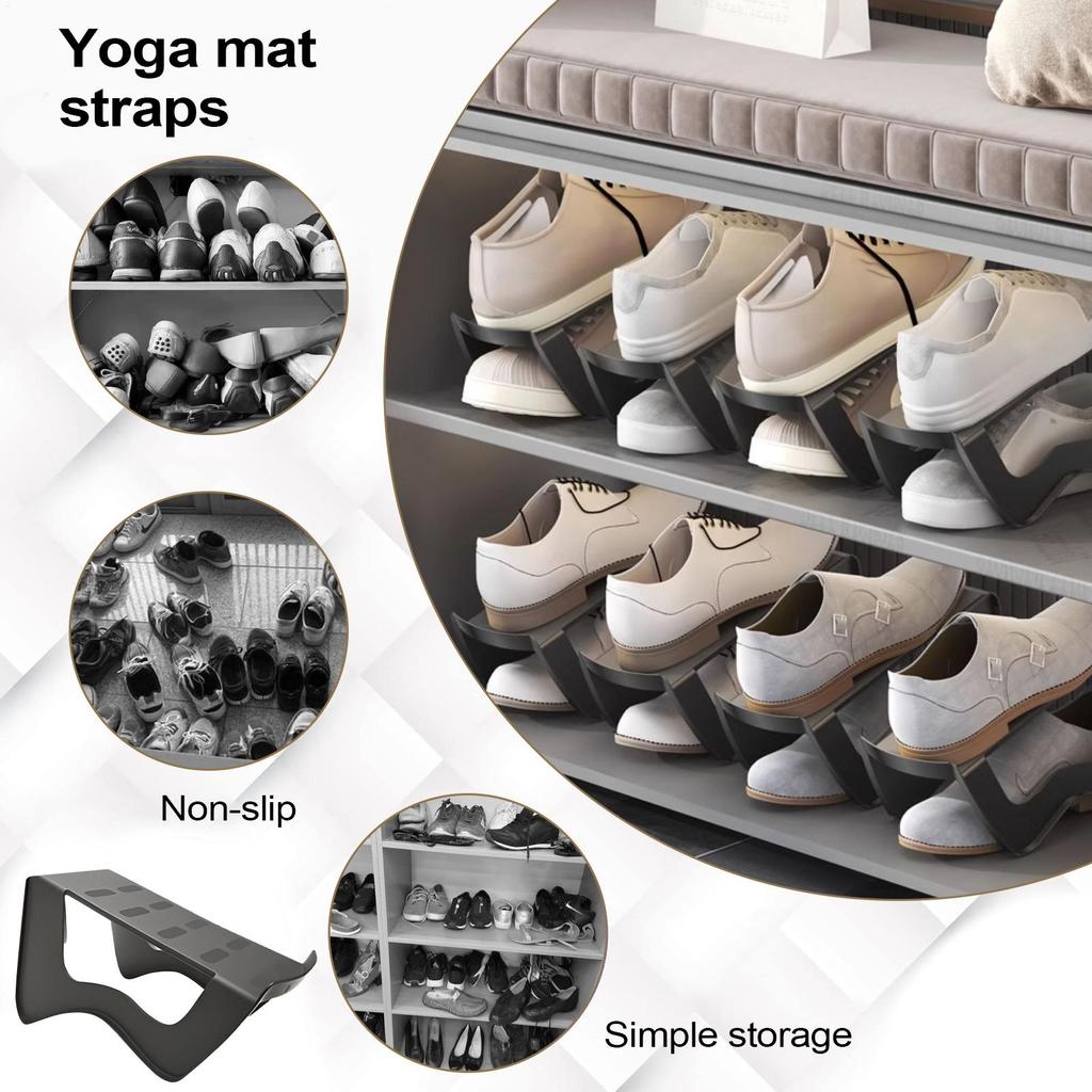 Shoe Stacker Shoe Stacking Organizer Stackable Double-Layer Non-Slip Holder Storage For Entryway Door Garage Dorm Wall Bed