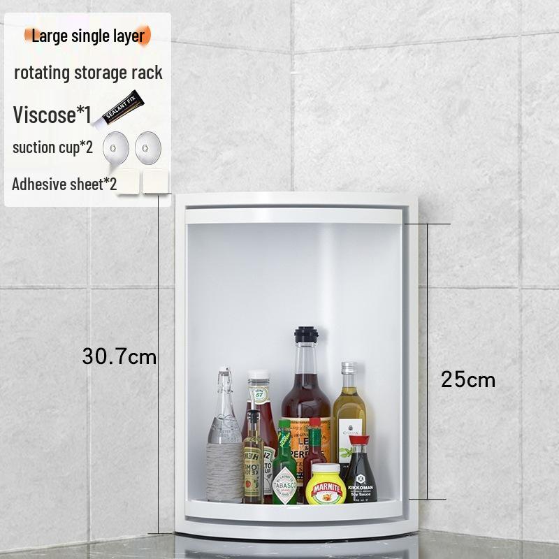 Rotating Corner Kitchen Rack for Seasonings and Condiments