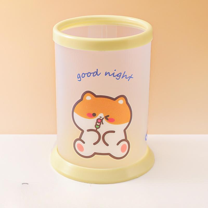 1PC Kawaii Portalápices Redondo Papelería de Oficina Organizador de Escritorio de Plástico Lindo Organizador de Almacenamiento Suministros Escolares Para Niños Removible