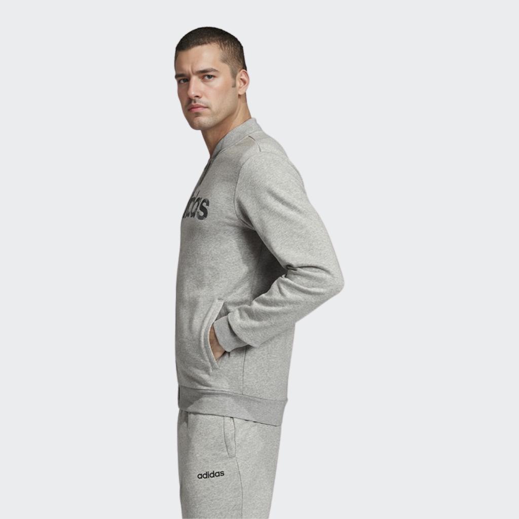 Adidas Alphabet Logo Print Zip-Up Fleece-Lined Thick Sports Jacket Men Jackets Grey EI9742