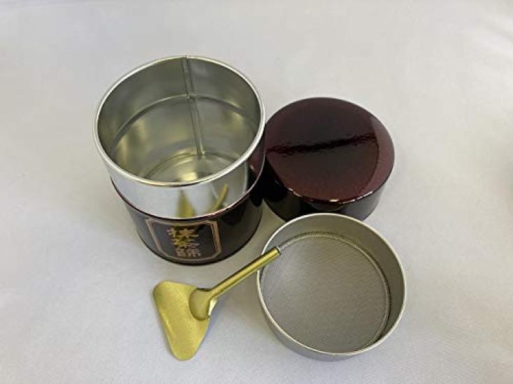 Matcha Tea Ceremony Utensils: Matcha Sifter Tin, Matcha Strainer, Steel Lacquer Tin (Tamago Color)