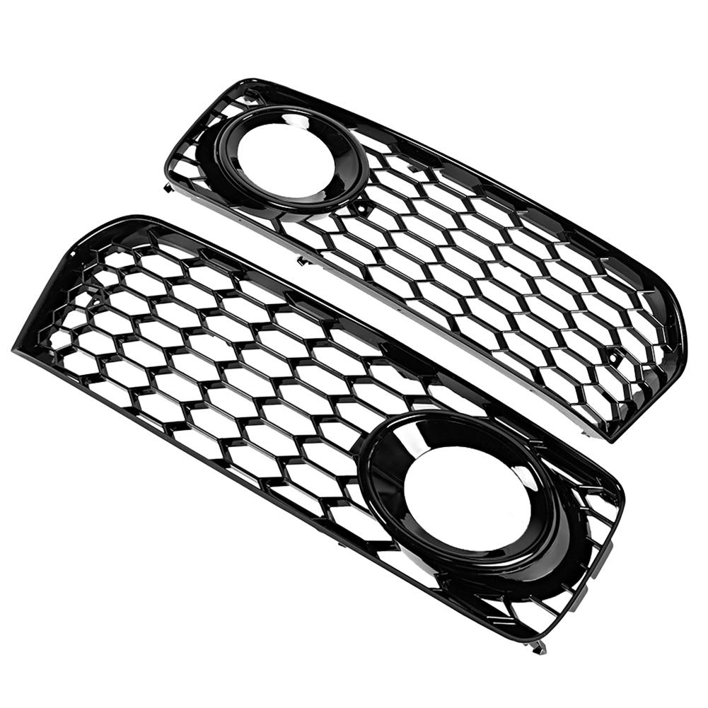 Fog Light Grilles Modification Parts Thick Glossy ABS Front Bumper or Geometric Mesh Design sy Installation Fitment for S5 B8 5 2008 2012