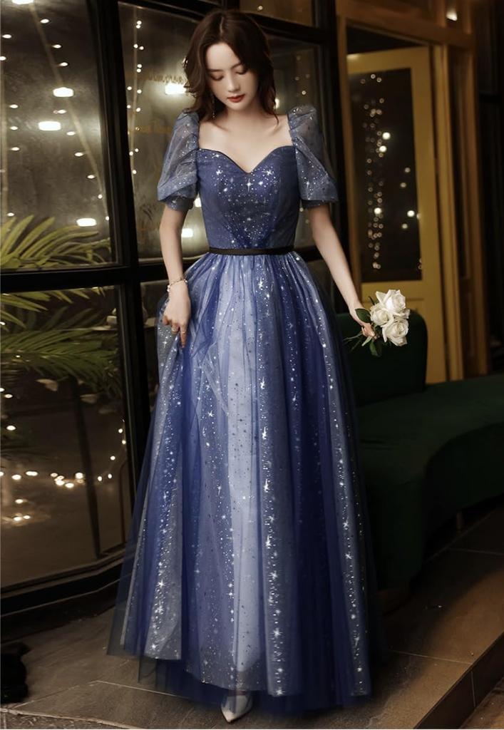 Klavierabend Farbparty Abend Puff Maxi [EightSTAR Kleid] Kleid, Erwachsener, Lang, Kleid, Braut, After-Party, A-Linie, Kleid, Ärmel, Kleid, Ärmel,