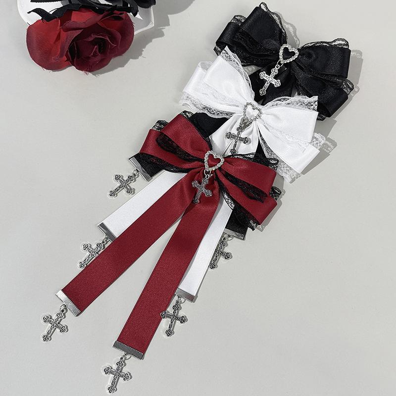 Gothic Lolita Style Hair Clip Black Ribbon Bow Fashionable Hair Clips