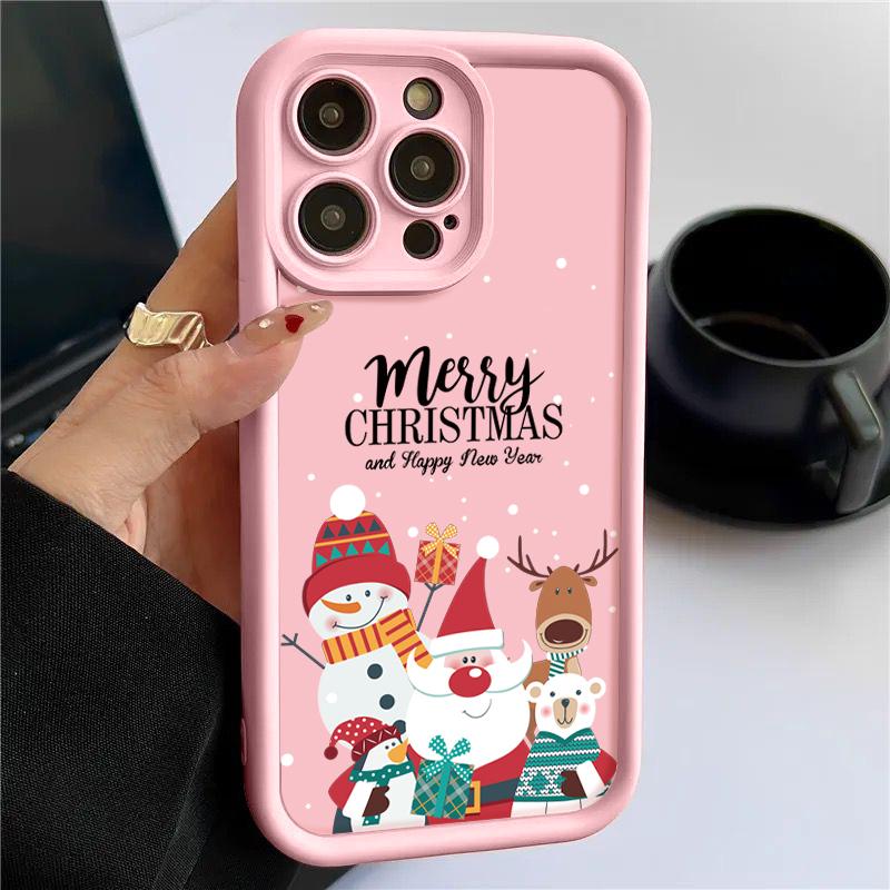 Christmas Pattern TPU Case For iPhone 16 Pro Max 15 14 Plus 13 12 11 Pro Max 7 8 XR X XS SE Shockproof Soft Silicone Phone Cover