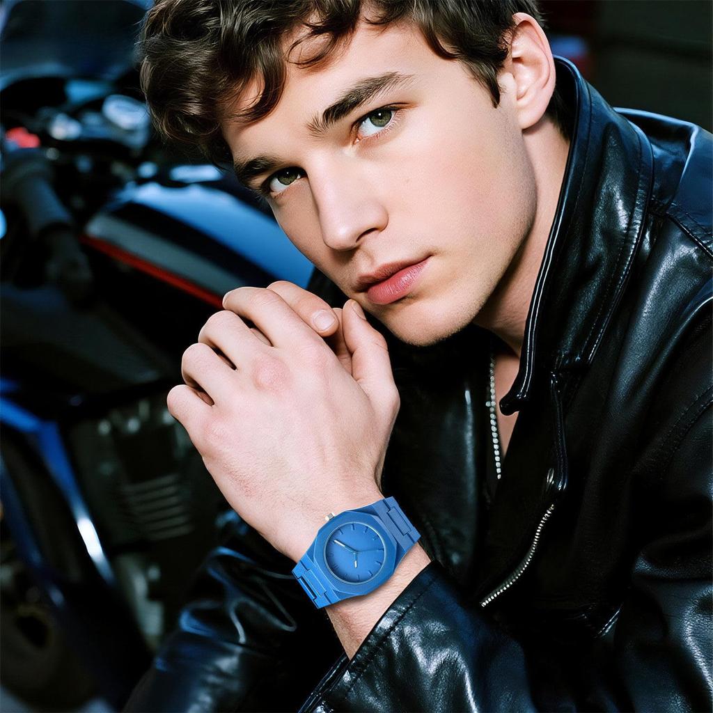 Men's Watch Unique Waterproof Resin Band Analog Simple Stylish Octagonal Quartz Fashion Accessory