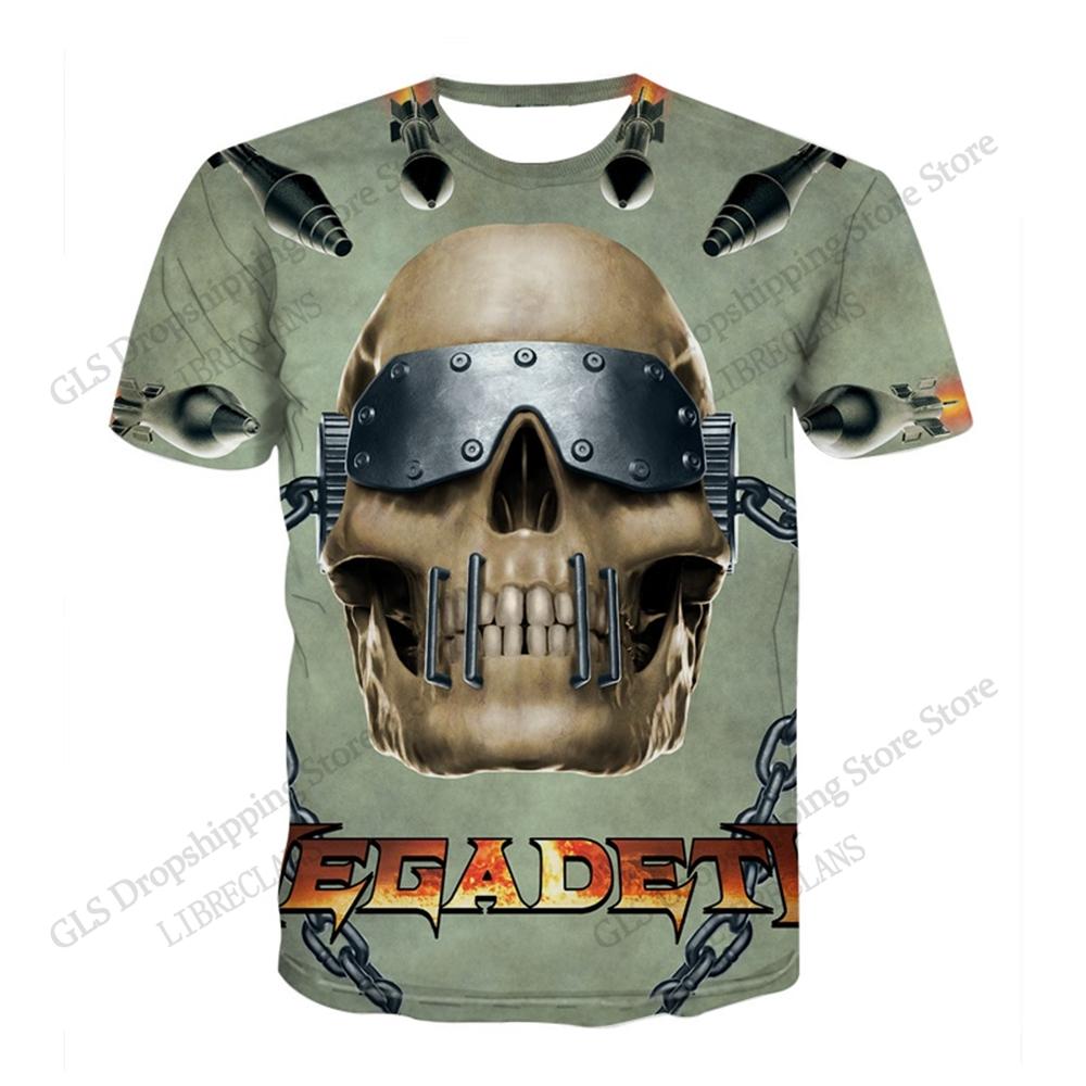 Nová Rocková Kapela Megadeth 43 Let Tour 2026 3D Potisk Tričko Pánské Dámské Móda Hip Hop Nadměrné Velikosti Street Krátký Rukáv Vrchní Části Trička Děti
