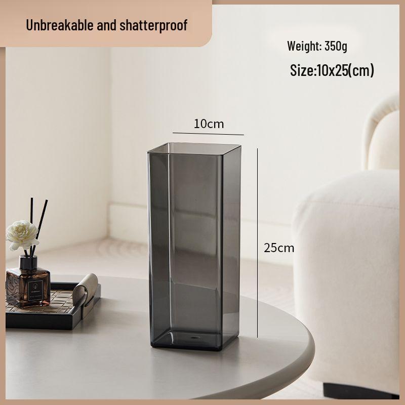 Transparent Acrylic Square Vase, Drop-Proof, for Flower Arrangements, Lucky Bamboo, and Elegant Decor in the Living Room