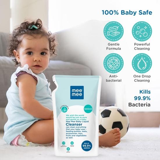 Mee Mee Baby Liquid Cleanser 500ml, Anti-Bacterial Kills 99.9% Germs | For Baby Bottles, Nipples, Accessories, Toys, Fruits & Vegetables