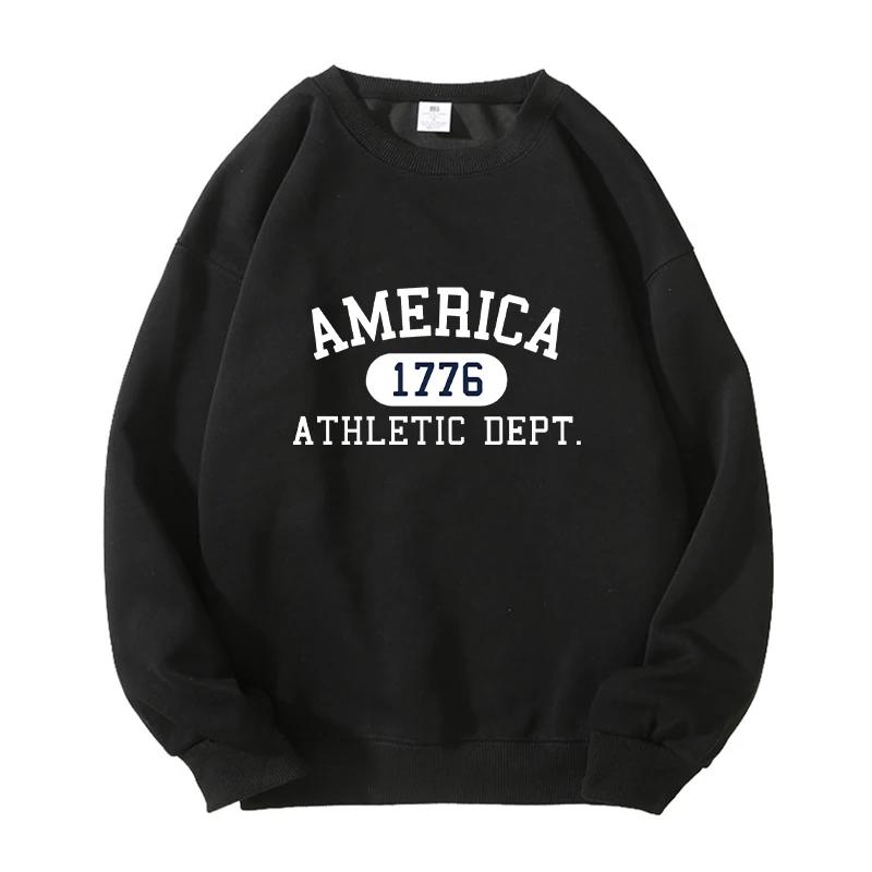 America 1776 Athletic Dept Unisex Pullover Men Women Hip Hop Long Sleeves Hoodies Men's Clothes Autumn Loose Casual Hoody