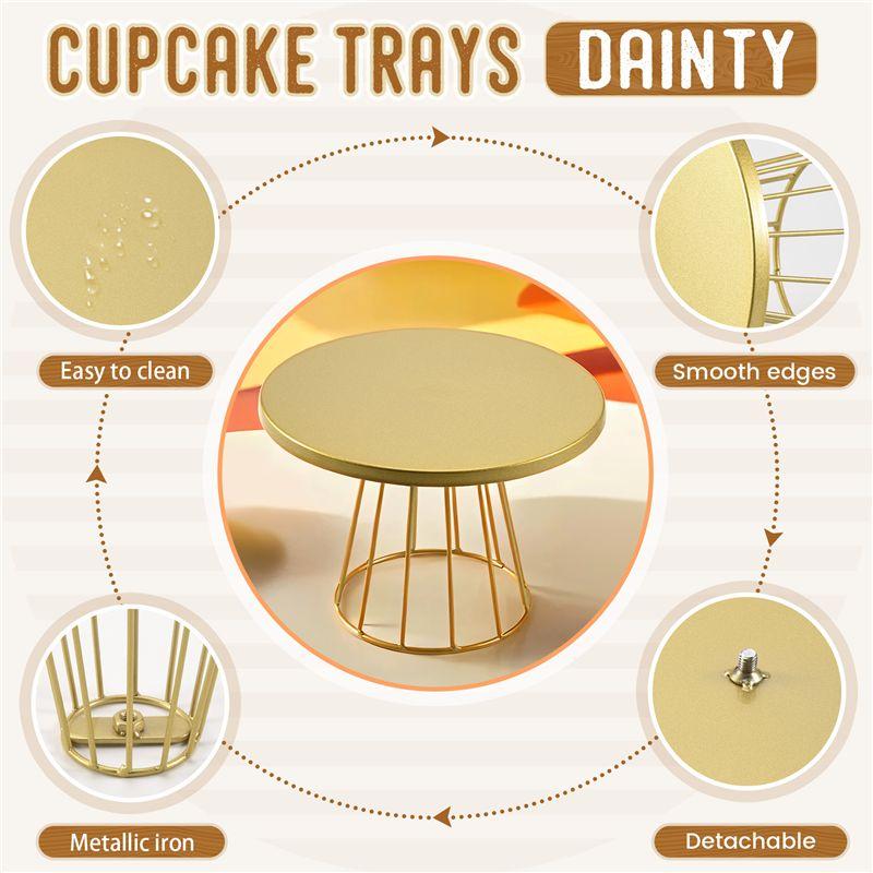 BAAJ-2Pcs Metal Cake Stands,8/10 Inch Pillar Style Cupcake Display Stand Dessert Tray Pie Plates For Bakeware, Wedding, Party