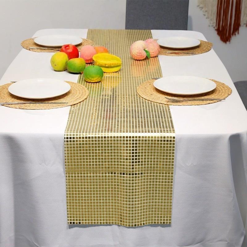 1PC 30x180cm Glitter Sequin Disco Table Runner Mirror Gold/Silver/Color Foil Metallic Dining Table Decoration For Wedding Party