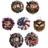 4th of July Patriotic Door Wreath Red Blue White Star Eagle Wooden Welcome Sign Wreath for Independence Day Memorial Day Home Wall Outdoor Indoor