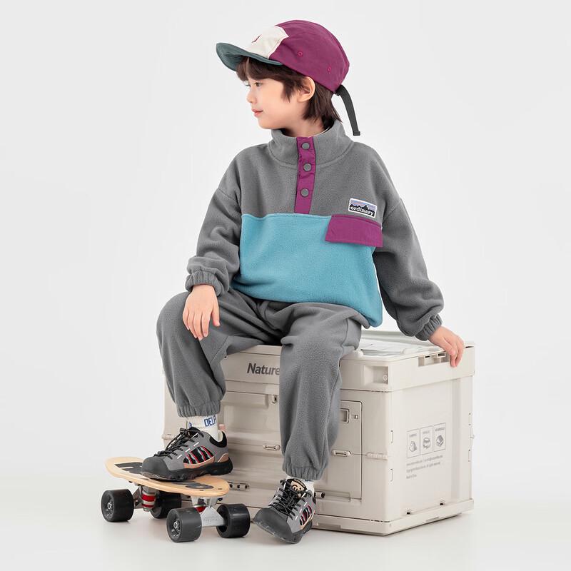 Boys Stand-Collar Color-block Fleece Two-Piece Set 120
