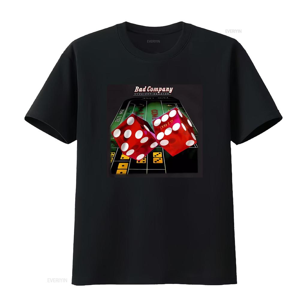 Straight Shooter Rock Group Bad Company T Shirt Paul Rodgers Mick Ralphs Retro Casino Dice Design vintage Washed Unisex homme