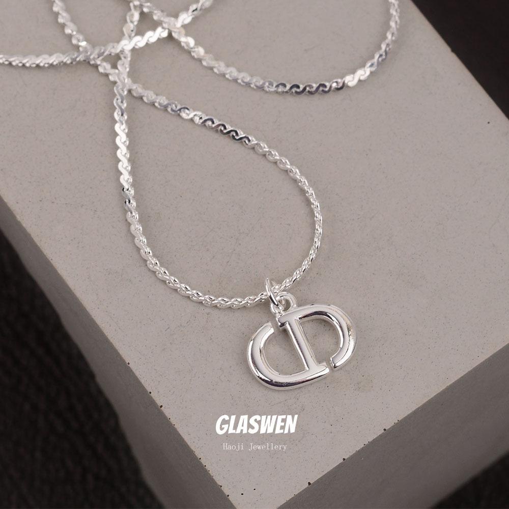 Spice Girl Stil Einfacher Buchstaben CD Halskette Damen Nische Hip Hop Gestapelte Schlüsselbein Kette Vielseitige Mittlere Pullover Kette