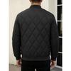 Men Solid Color Stand Collar Thickened Warm Quilted Bomber Jacket Casual Outerwear