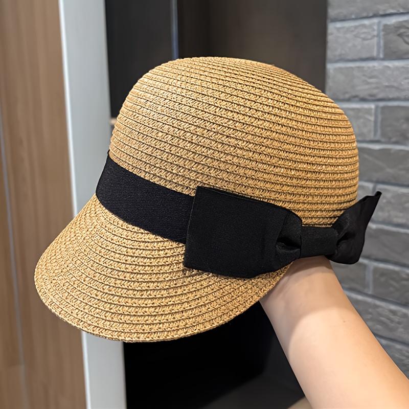 Modischer Strohhut Fedora für Damen Sommer Sonnenschutz Anti-Sonneneinstrahlung Reitkappe Reduziert das Gesichtsalter Schirmmützen