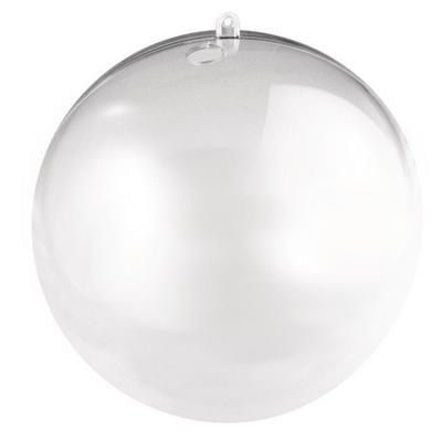 Plastic Ball, In 2 Parts, 14cm Ø, Crystal, with 15 Mm Hole for LED Garland