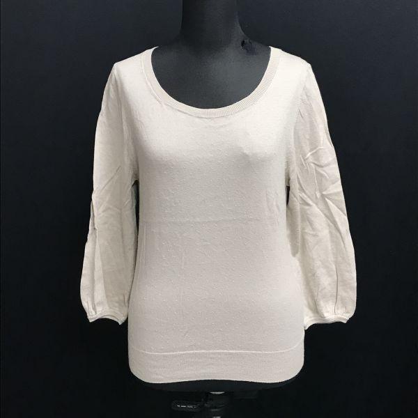 Margaret Howell Japan Cotton Cashmere 3/4 Sleeve Sweater Free Ivory Lightweight(USED)