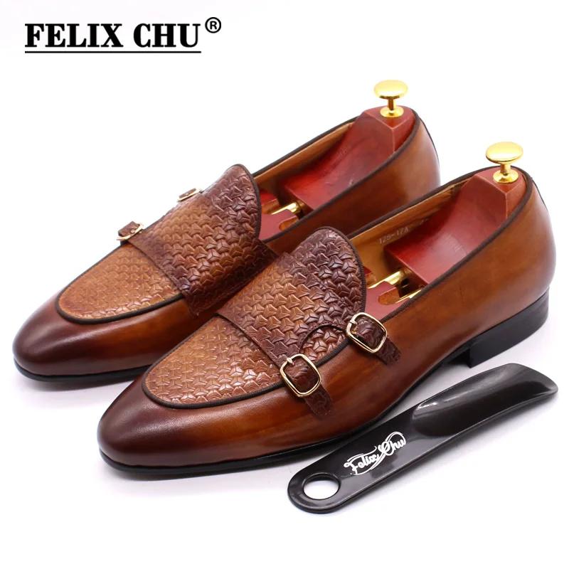 Fashion Men's Genuine Leather Loafers Metal Buckle Monk Shoes Casual Business Dress Gentleman Wedding Party Formal Shoes