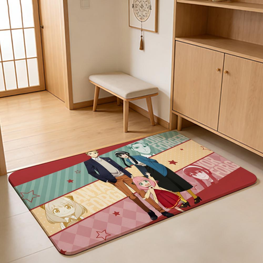 ANIME S-Spy Family Floor Mat Absorbent Floor Mat Non-Slip Entrance Rug for Bathrooms Restrooms and Toilets