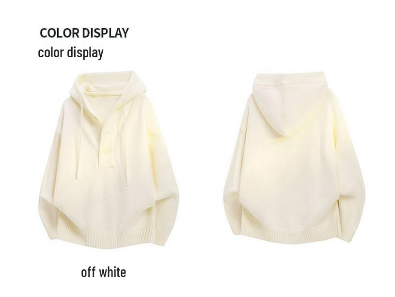 Men's Autumn Solid Color Hooded Knit Sweater - Casual Long Sleeve Warm Pullover for Teens