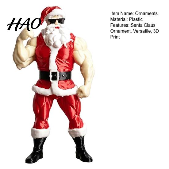 Humorous Christmas Gifts Strong Muscles Santa Claus Ornament, Muscle Lines And Beard Decor, 3D Printed Funny Whimsical Accents Decoration, Durable