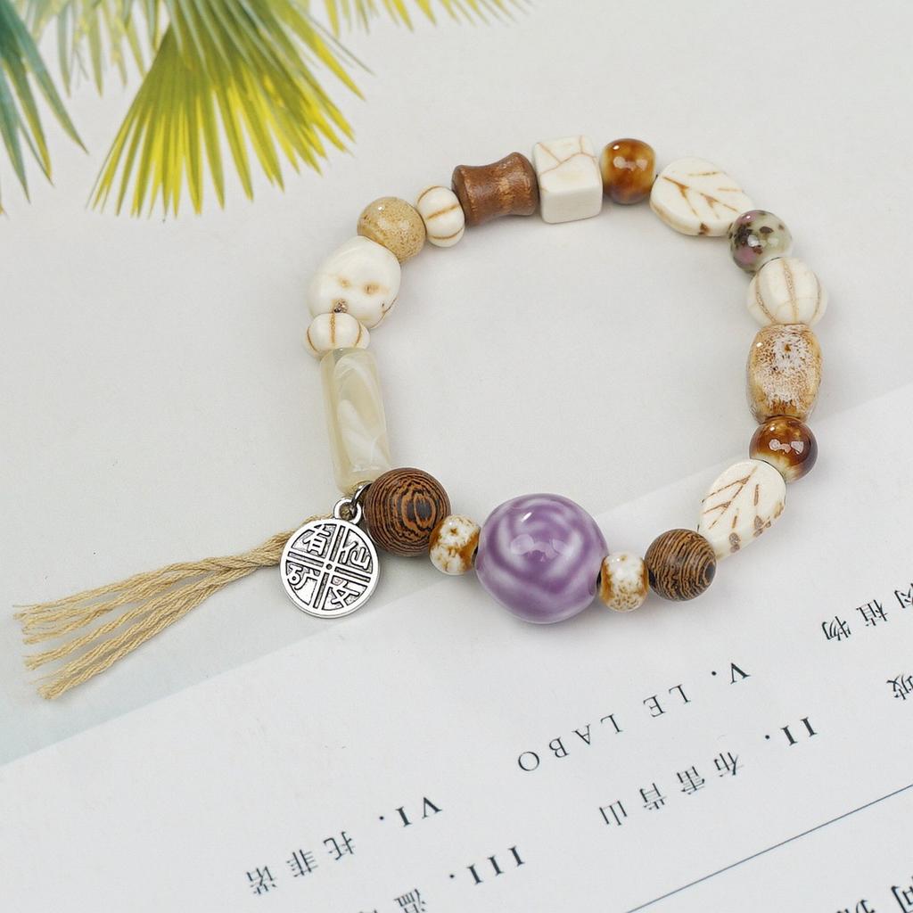Ceramic beaded bracelet small fresh ancient style national style simple bracelet summer