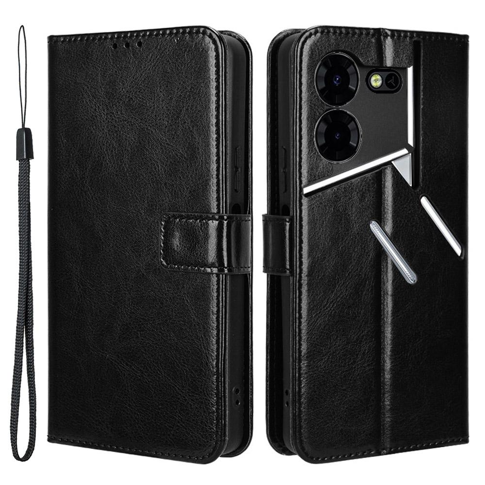 For TECNO Pova 5 Pro 4G/LH8n Case Anti-Fall Crazy Horse Texture Leather Cover