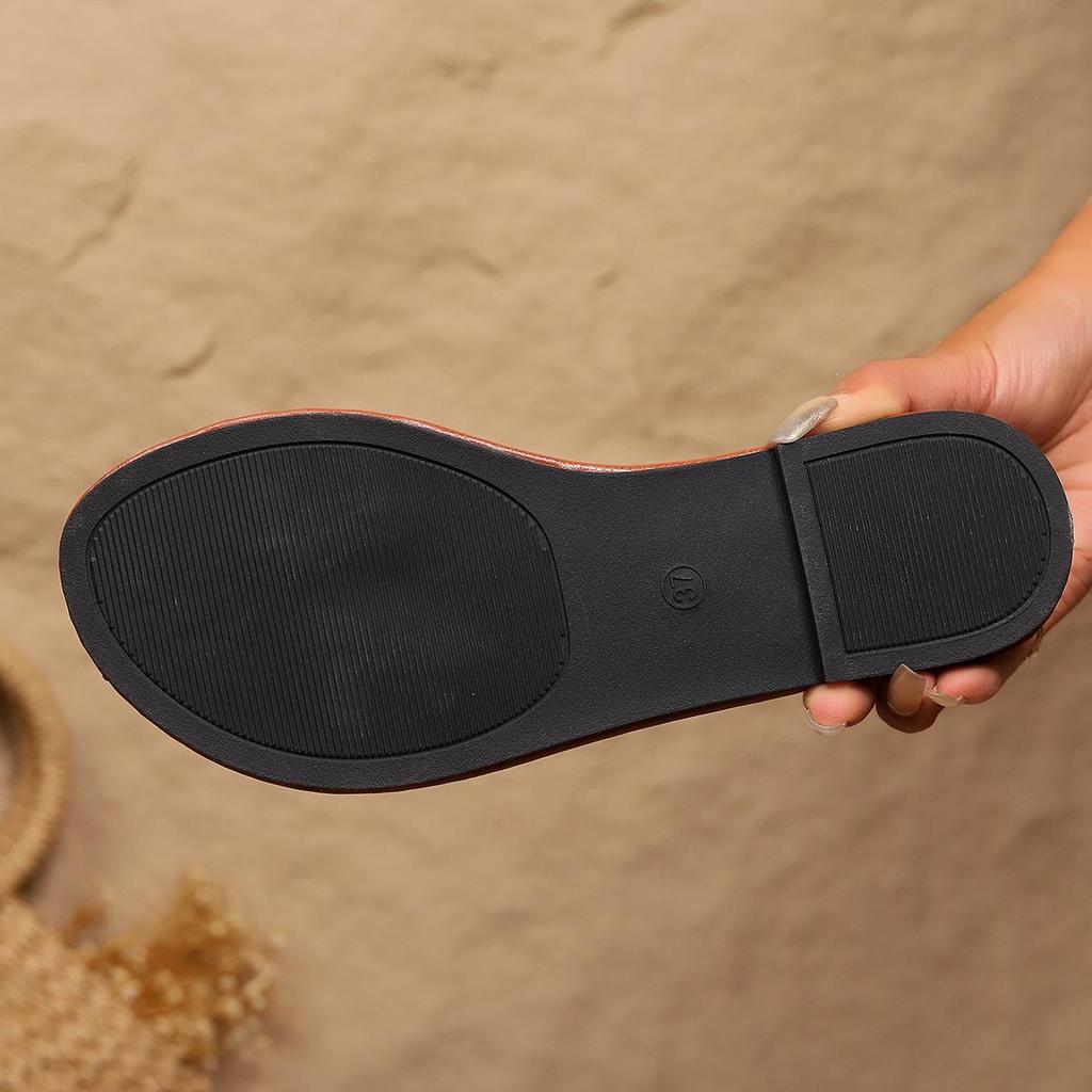 Women's Plus Size Woven Flat Slippers - Summer 2025 Beach Sandals