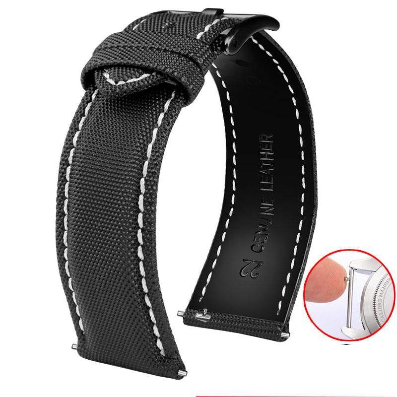 Für Mido Nylon Lederarmband Commander M021 M025 Multifort M005 Tissot CASIO Schwarz Orange TAG Heuer Nylonarmband 20mm 21mm 22mm