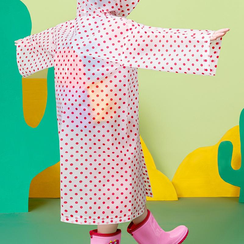 Reusable Dots Children Hooded Raincoat EVA Waterproof Boys Girls Jacket Snap Button Rain Gear Poncho Children Rain Cape Students