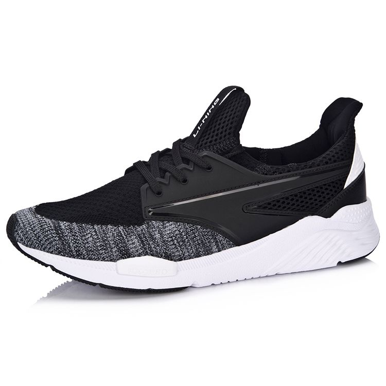 Li Ning Exceed One-Piece Knitted Cloud Cushioning Sports Shoes Men Sneakers Black Gray AGCM033-1