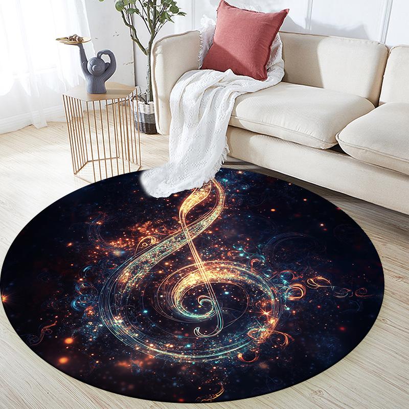 Musical Notes,Round Area Rug,Carpet Rug for Living Room Bedroom Sofa Playroom Decor,Non-slip Floor Mat
