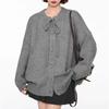 Retro bow sweater jacket women's autumn and winter loose lazy style new knitted cardigan top women