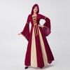 Halloween Adult Costume European Medieval Court Style Hooded Retro Long Dress Noble Queen Performance Costume