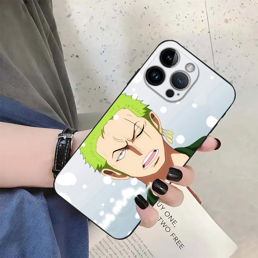 One Piece Cartoon Robin Zoron Case for iPhone 15 16 14 Plus XR 13 12 11 17 Pro Max 7 8 XS Max 17Air Black Soft Phone Cover