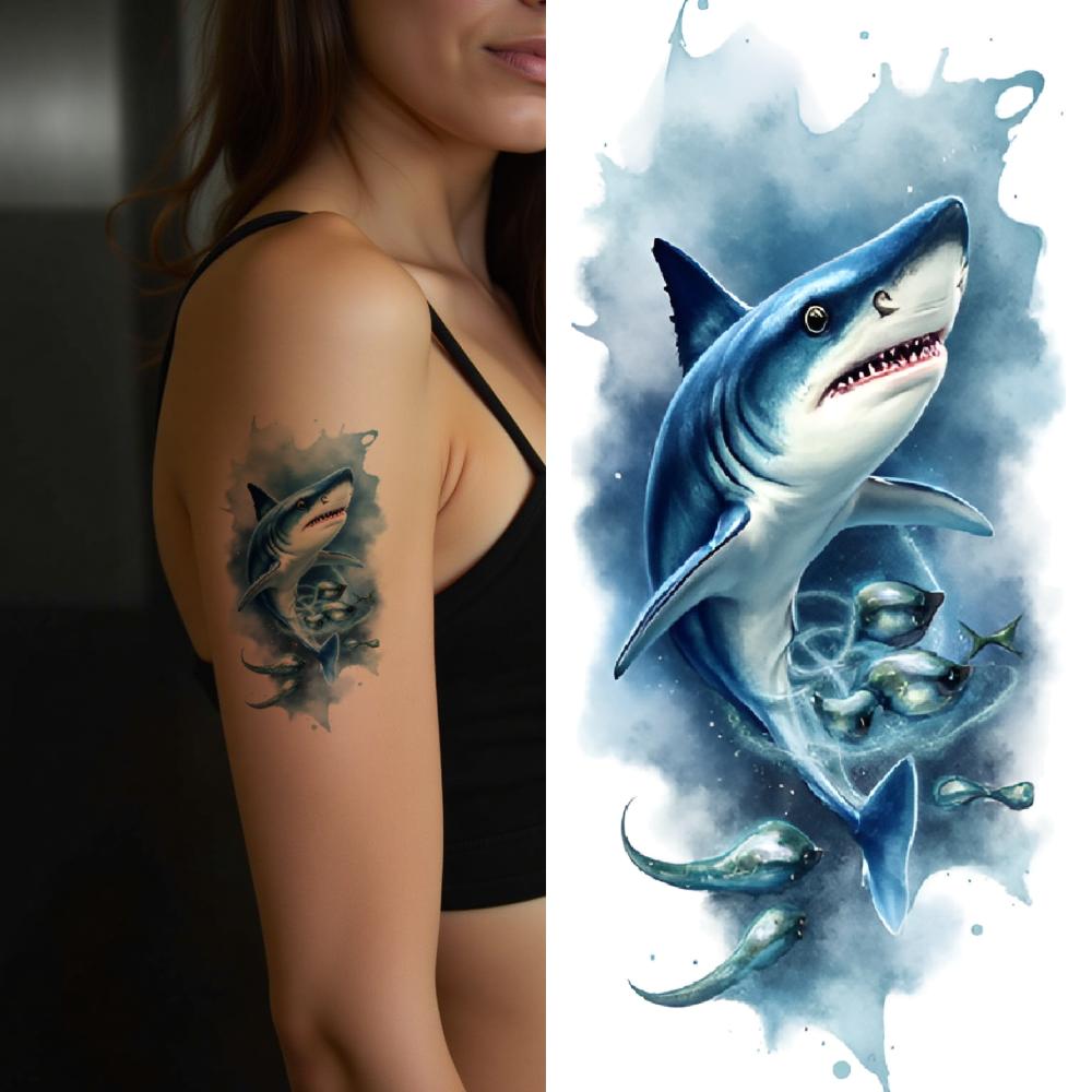 12 Stück Temporäre Tattoos Realistische Temporäre Tattoos Meeres-Thema Wassertiere Seepferdchen Für Männer Schultern Erwachsene