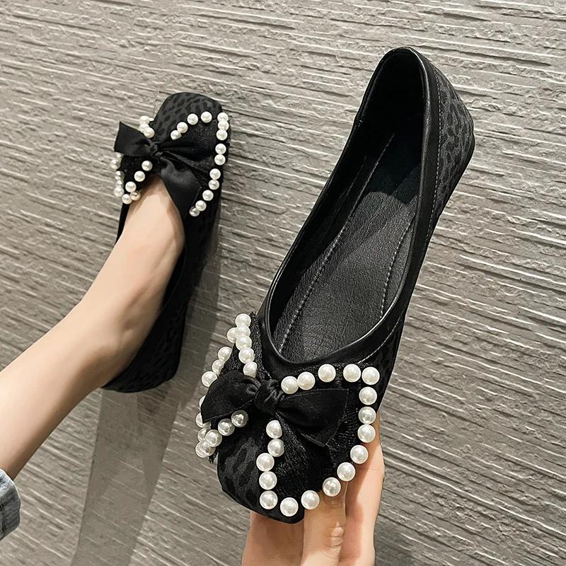 2025 Spring Summer Shoes Women Flats Elegant Ladies Leopard Shoes Fashion Brand Boat Shoes Flat Plus Size 42 A43760