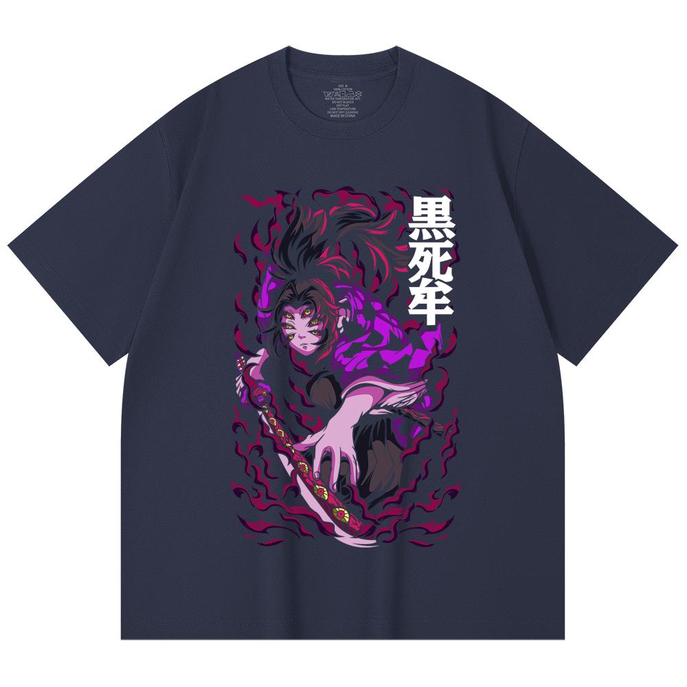230 Gsm 100% Cotton Demon Slayer V83 Kokushibo Print Unisex Heavy Cotton T Shirt