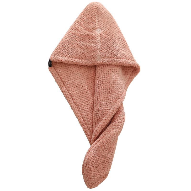 Women's Quick-Dry Coral Fleece Hair Wrap - Super Absorbent, Double Layer, Pineapple Grid Design for Thick Hair