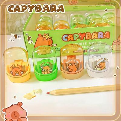 Estetické Kawaii Papírnictví Školní Kancelářské Potřeby Roztomilé Kreslené Kapybara Ořezávátko Kreativní Dvouotvorové Ořezávátko