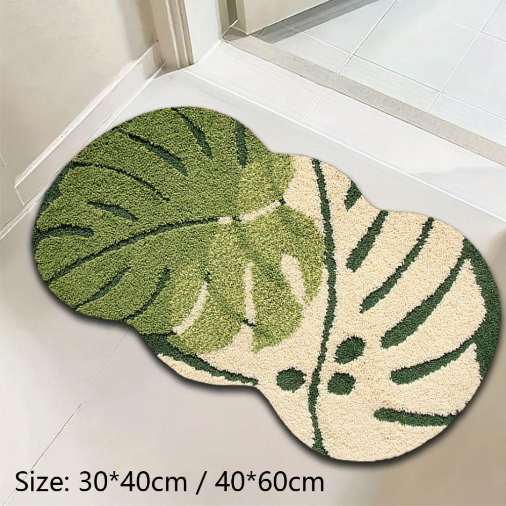 Tappeto in Peluche a Foglia Antiscivolo in TPR Morbido Tappetino Assorbente per Acqua Tappetino per Piedi Tappeto da Comodino Zona Comodino