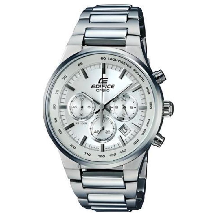 CASIO EDIFICE Quartz Movement Stainless Steel Strap Watch Men s Watches White Dial EF-500BP-7A White Dial