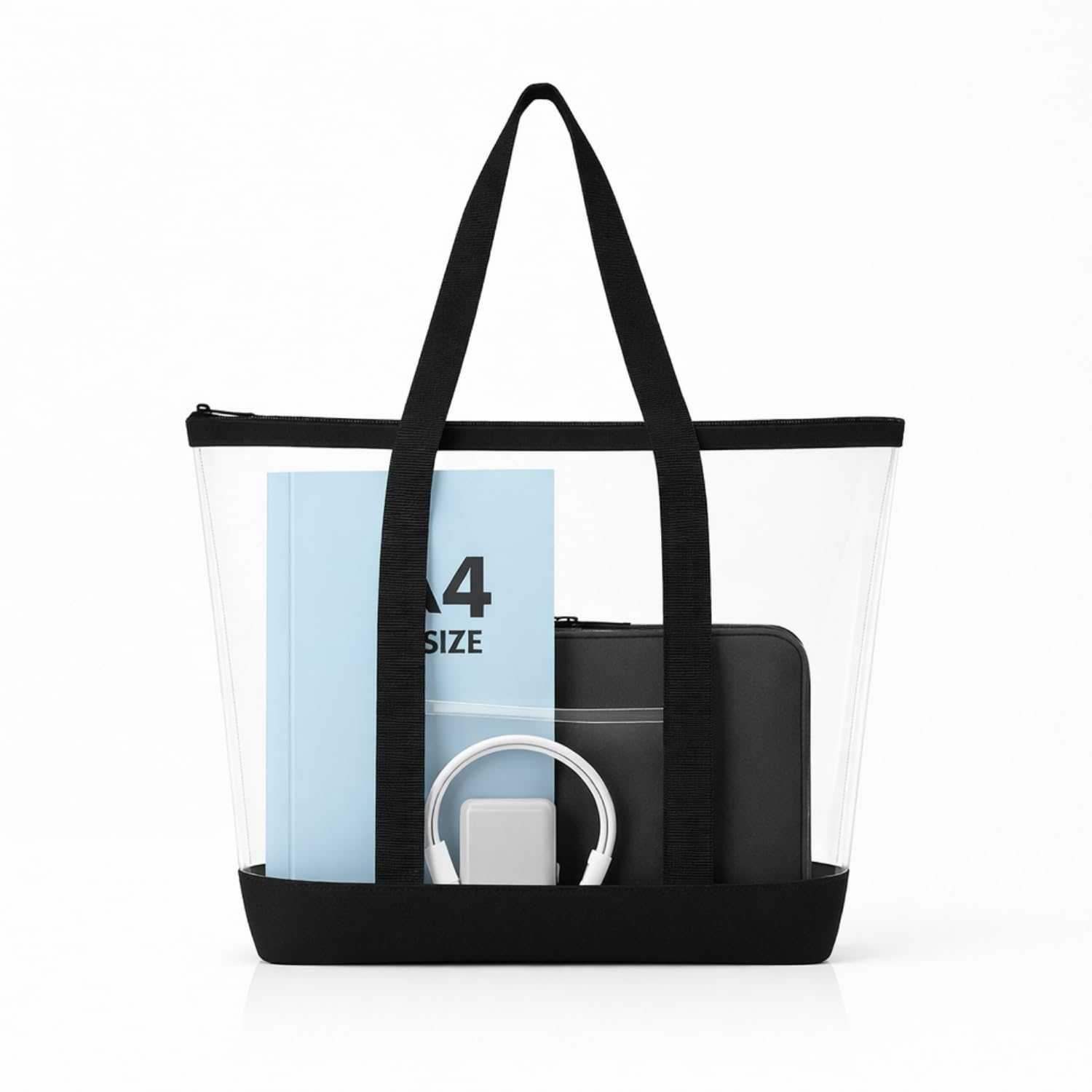 

[OWN COLORS] Clear Tote Bag, A4 Size, Thick PVC, Large Capacity, 15cm Depth, Shoulder Strap, Lightweight, Simple Design, Unisex