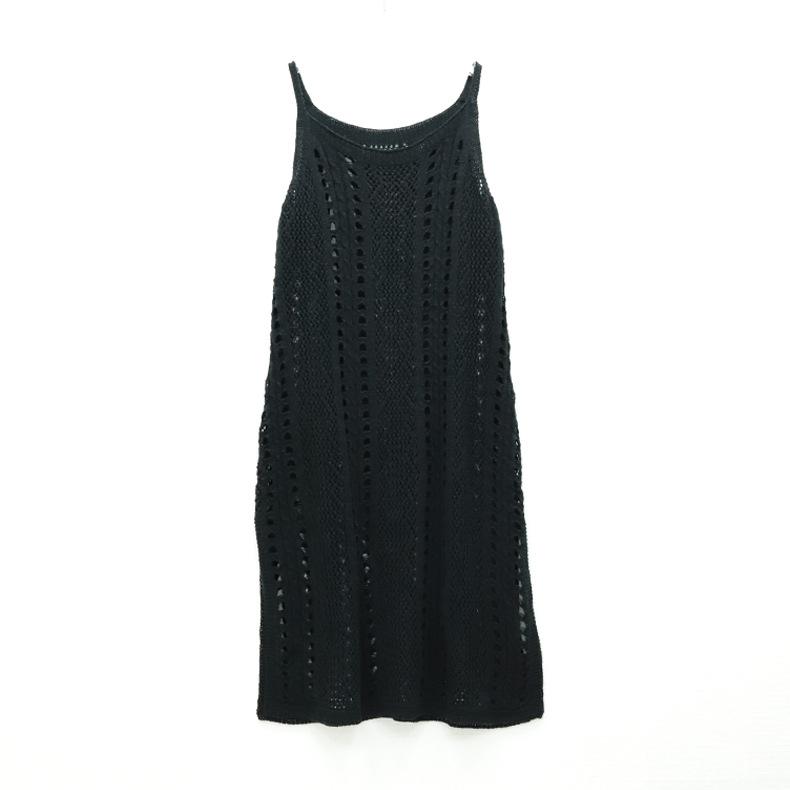 Summer Women's Knitted Beach Holiday Hollow Out Dresses Swimwear Seaside Cover Up Halter Dress