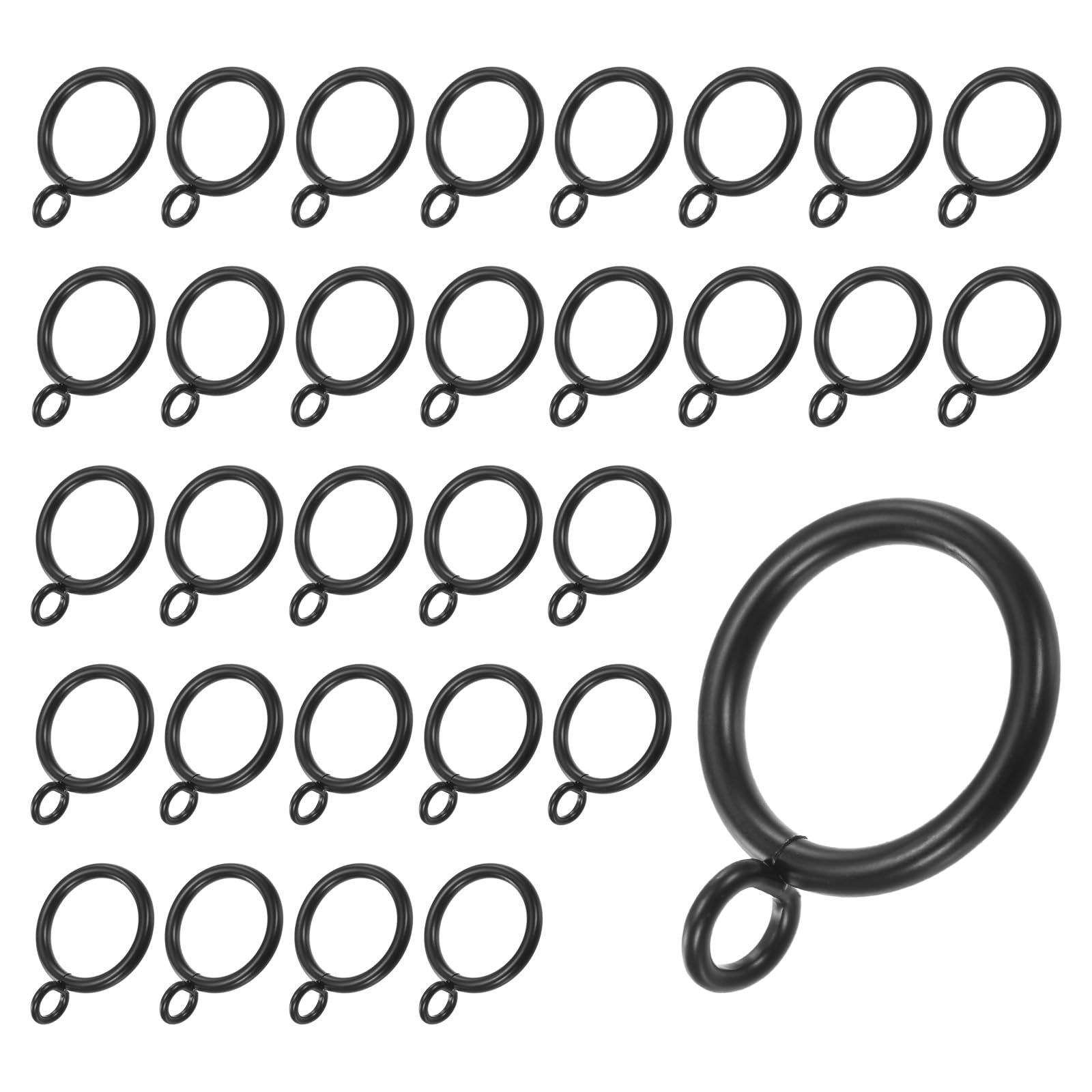 

METERXITY Черные кольца для штор с металлическим карнизом, внутренний диаметр, кольца для штор для подвешивания и полотенец, 30 штук, люверсы, устойчивые к ржавчине кольца, 1